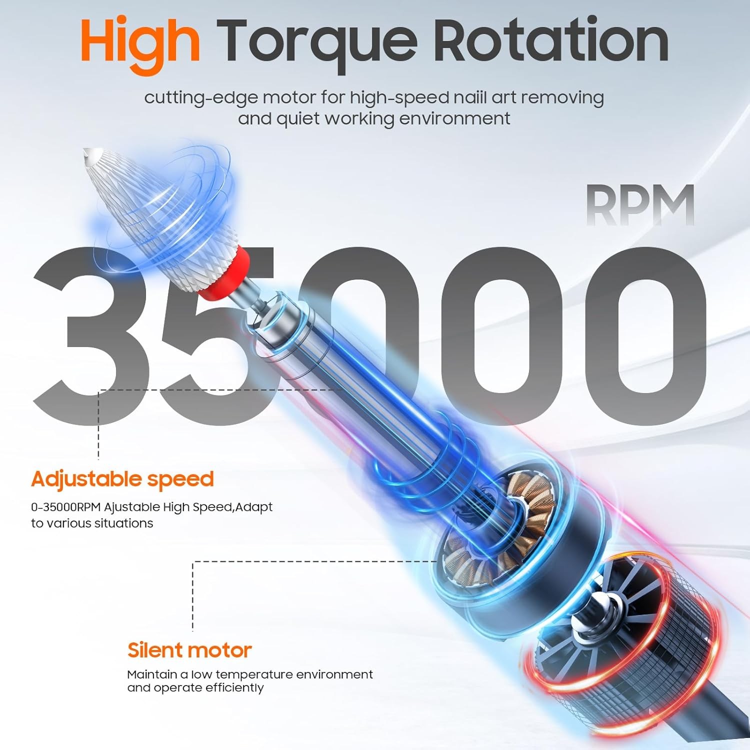 Profal Nail Drill 35000 R, SONIN Portable Cordl Efile with
