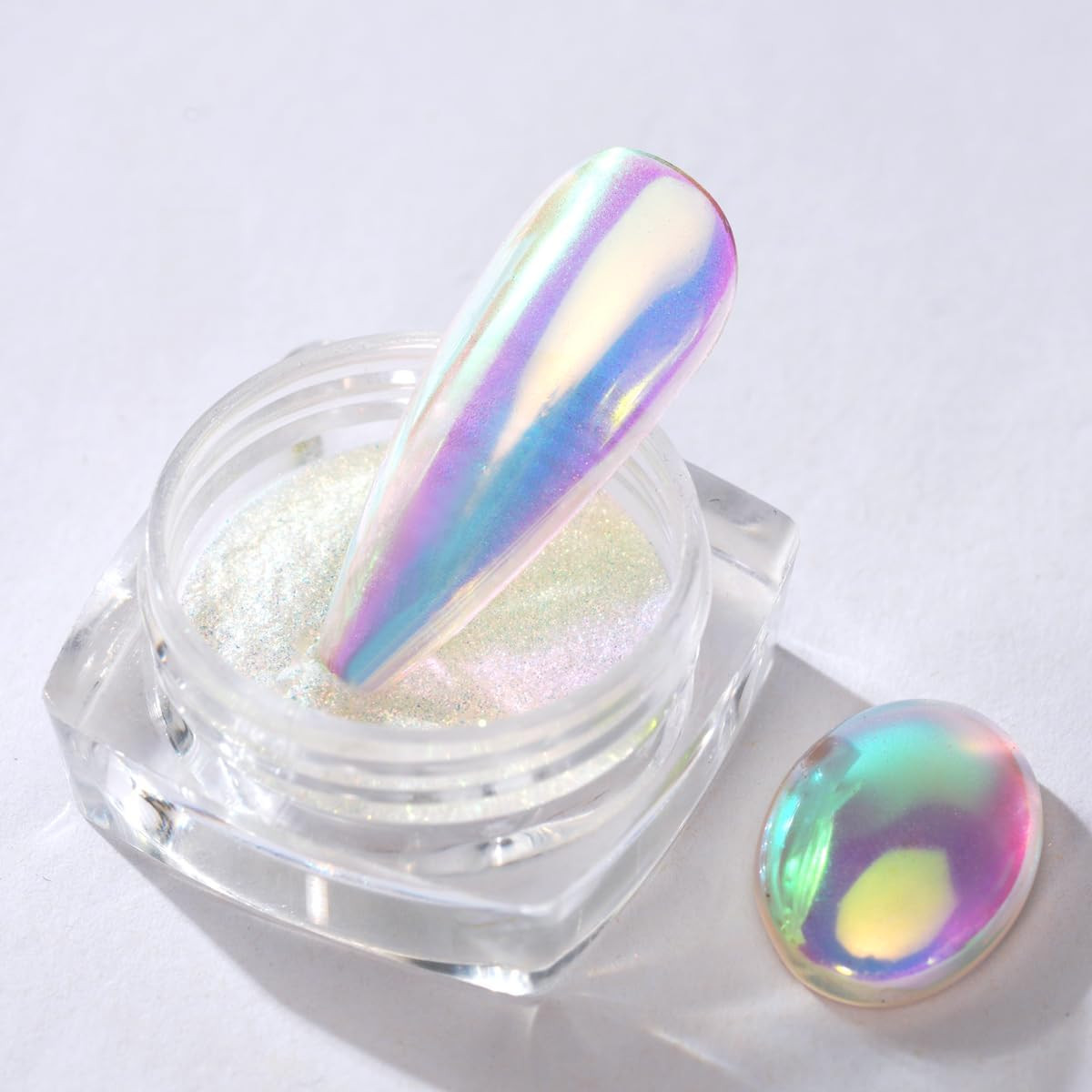 0.3G Unicorn Chrome Nail Powder, Aurora Iridescent Chrome Powders for Nails, Mer