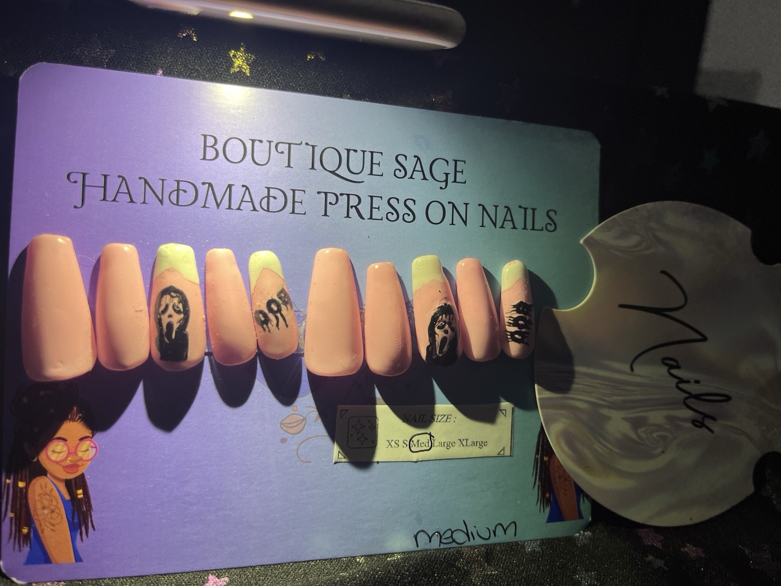 Boutique Sage Handmade Press On Nails Scream Theme Short Square