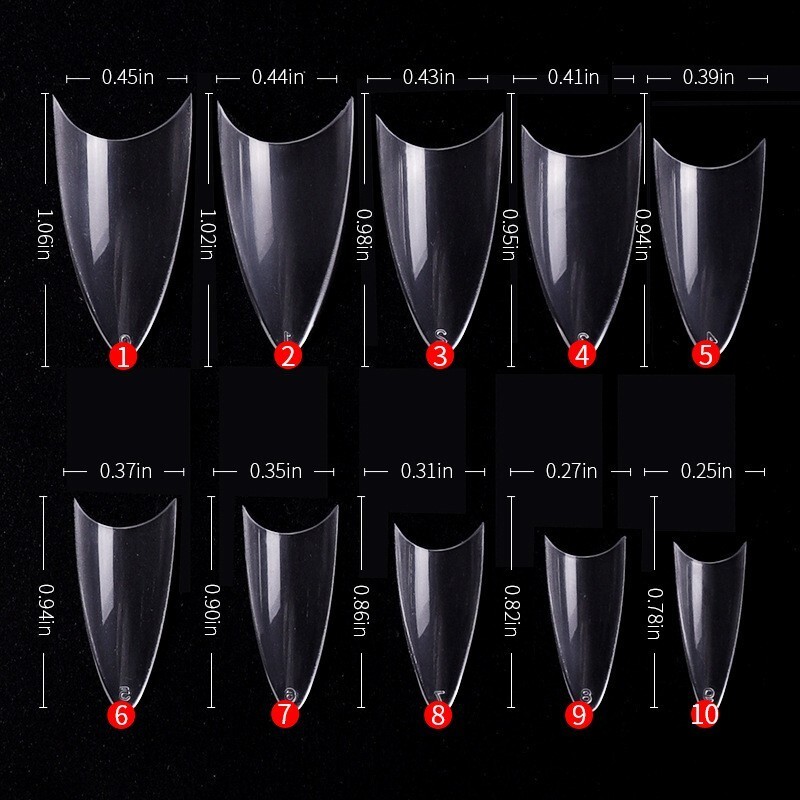 500pcs Short Stiletto Fake Nails Pointed Artificial False Nail Tips Clear Color