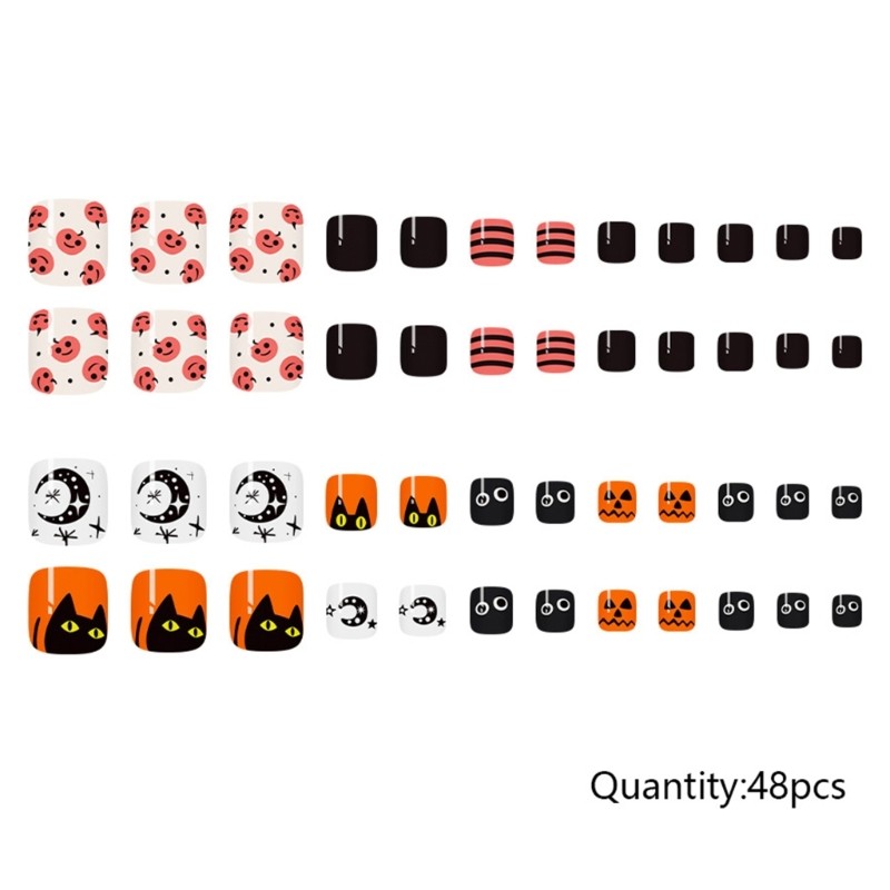 Pack Of 48 Long Wear Fake Nail Stickers Autumns Floral Theme No Damage To Nail