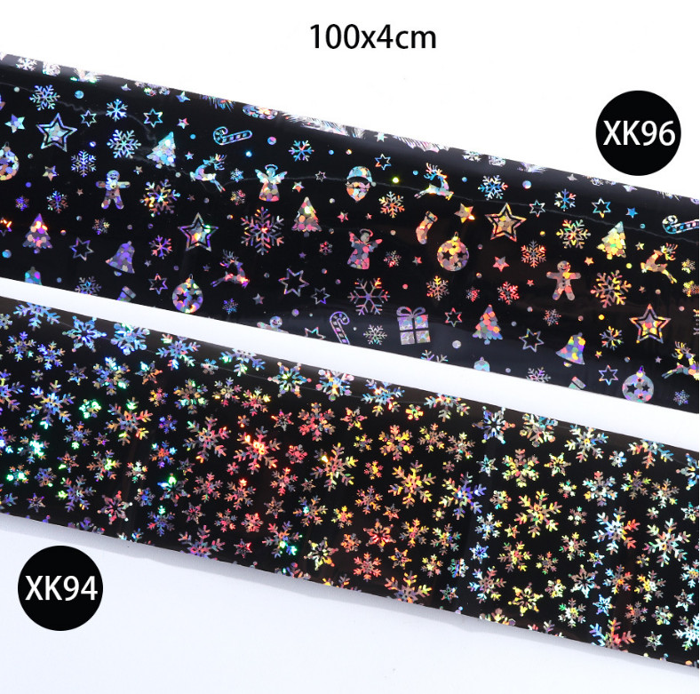 100x4cm Nail Sticker Snowflake Star Laser Glitter Christmas Transfer Foils NS28