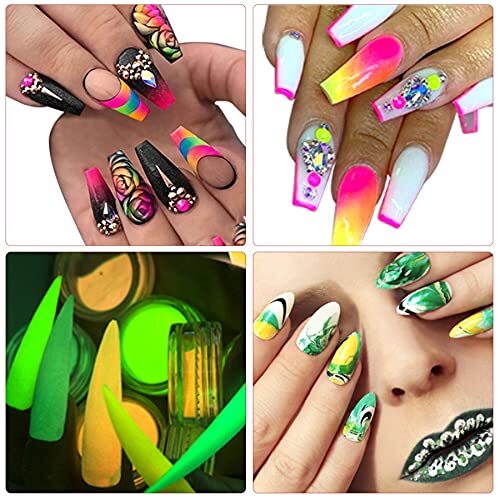 9 Set 54 Colors Luminous Pigment Nail Powder Flourescent Glow In The Dark Makeup