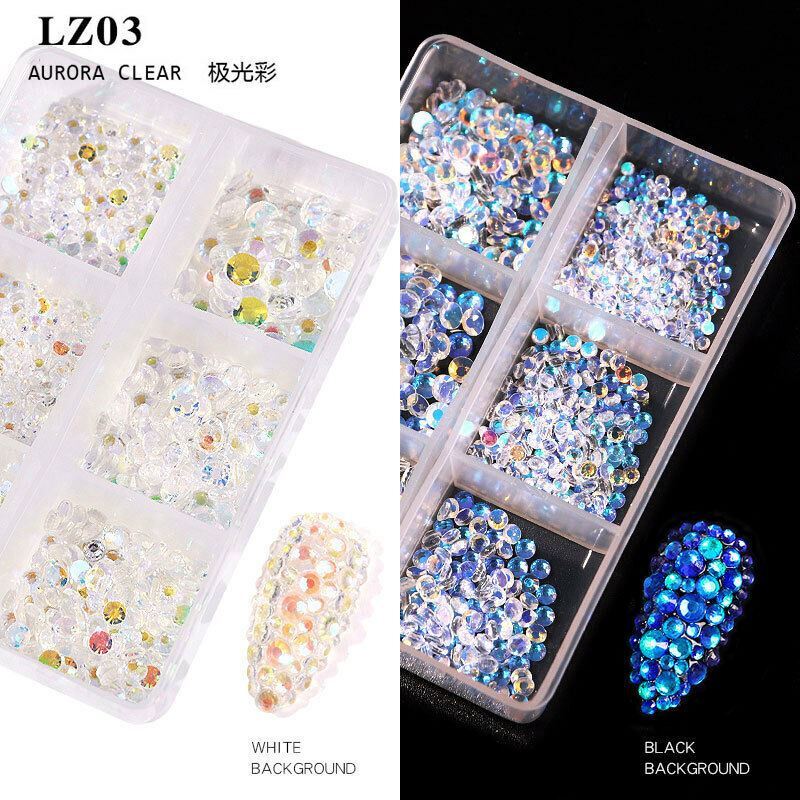 Shiny 3D Rhinestones AB Flat Back Stones Nail Art Decor Gems Diamond Mixed Size