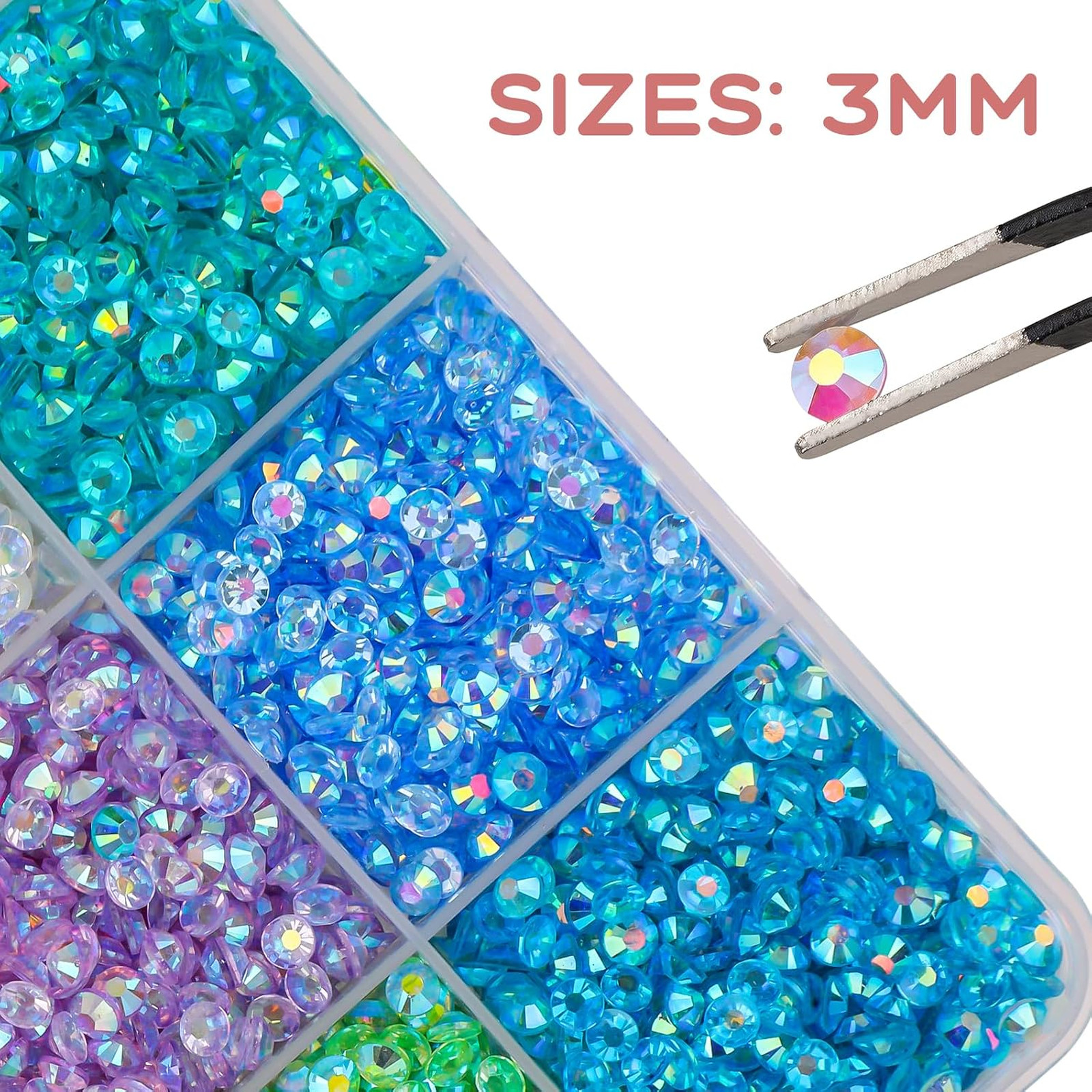 Resin Rhinestones Kit 72 Colors Flatback Gems for Nail Art Jewelry Crafts