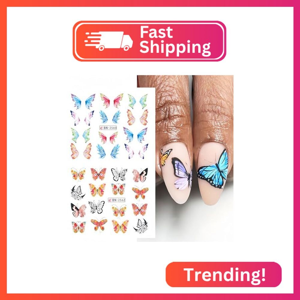 Butterfly Nail Art Stickers Decals Spring Summer Nail Art Supplies Water Transfe