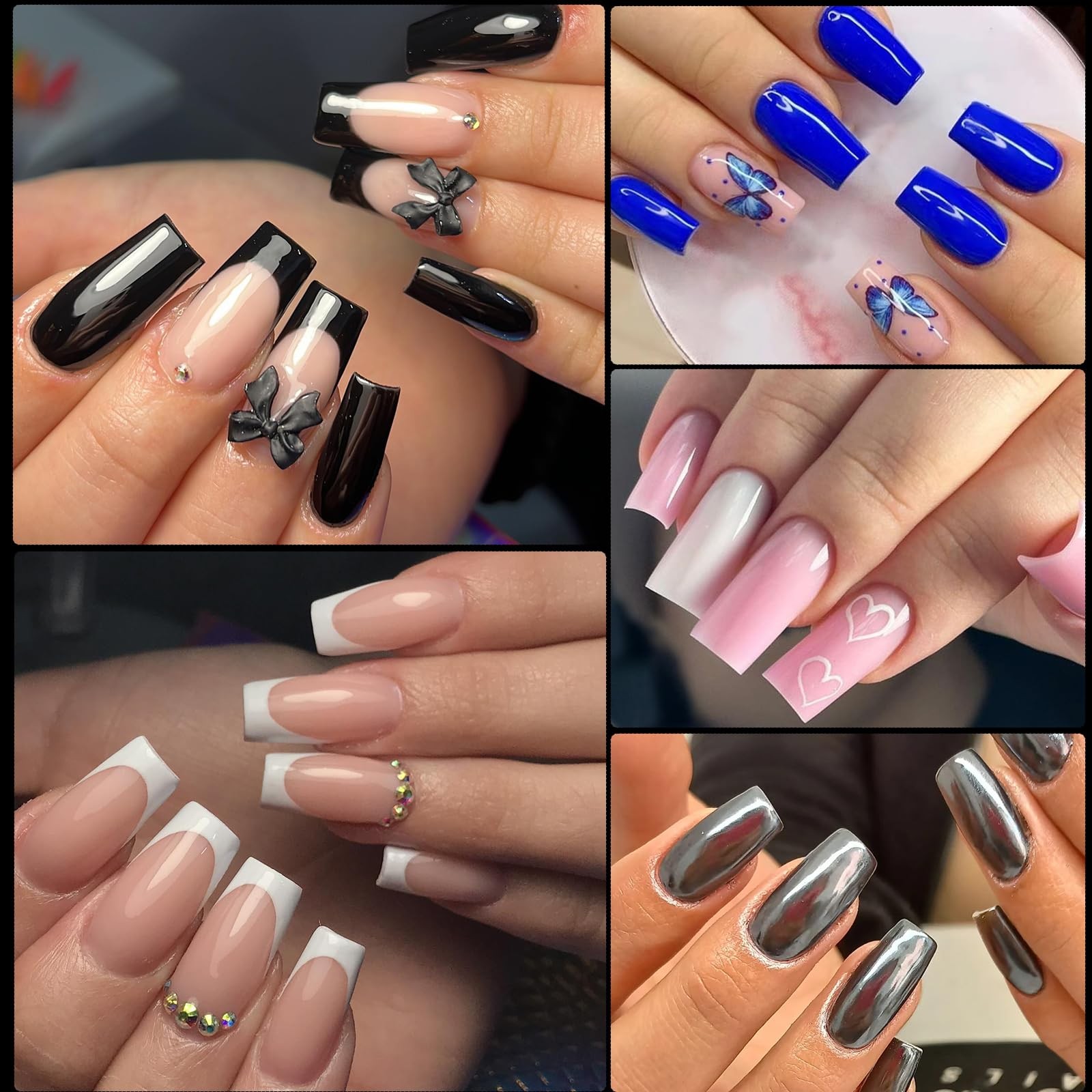 240Pc Square Gel Nail Tips Medium Fake Nails for Press on Nails Clear Acrylic Na