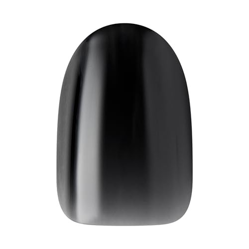 KISS Gel Fantasy Press-On Nails, Jelly Queen Black Short Oval, 28 Nails + Glue