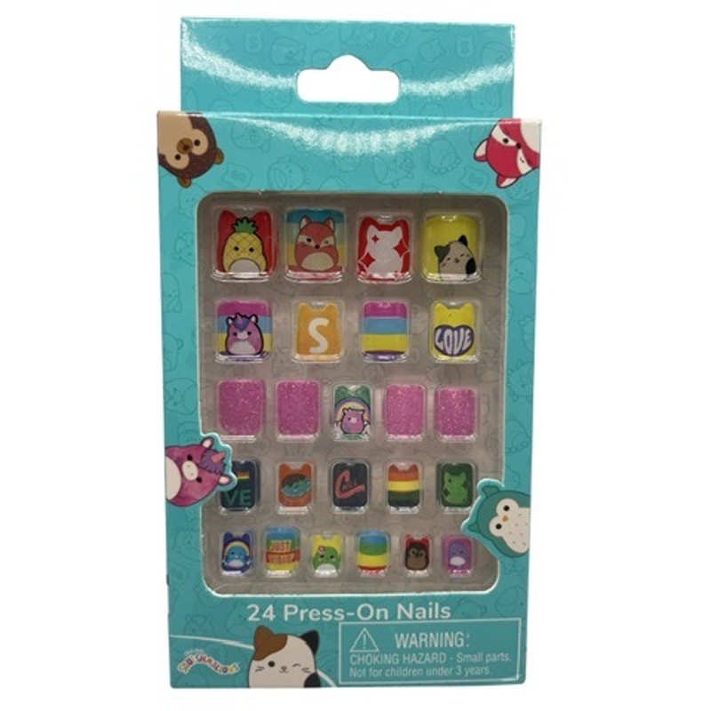 Squishmallows Children’s Kids Small Press On Nails Multiple Colors 24 Pieces
