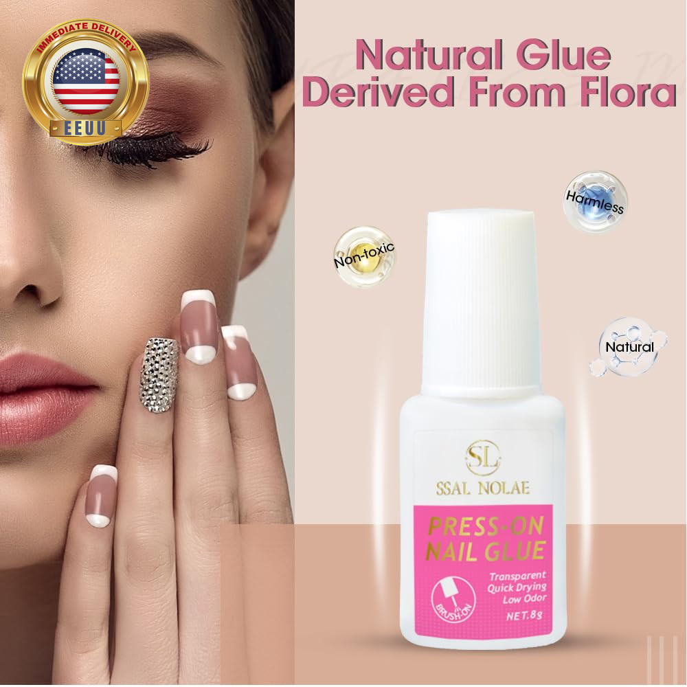 Brush-On Nail Glue for Press on Nails- Salon Quality for Acrylic, Fake Nails. Qu