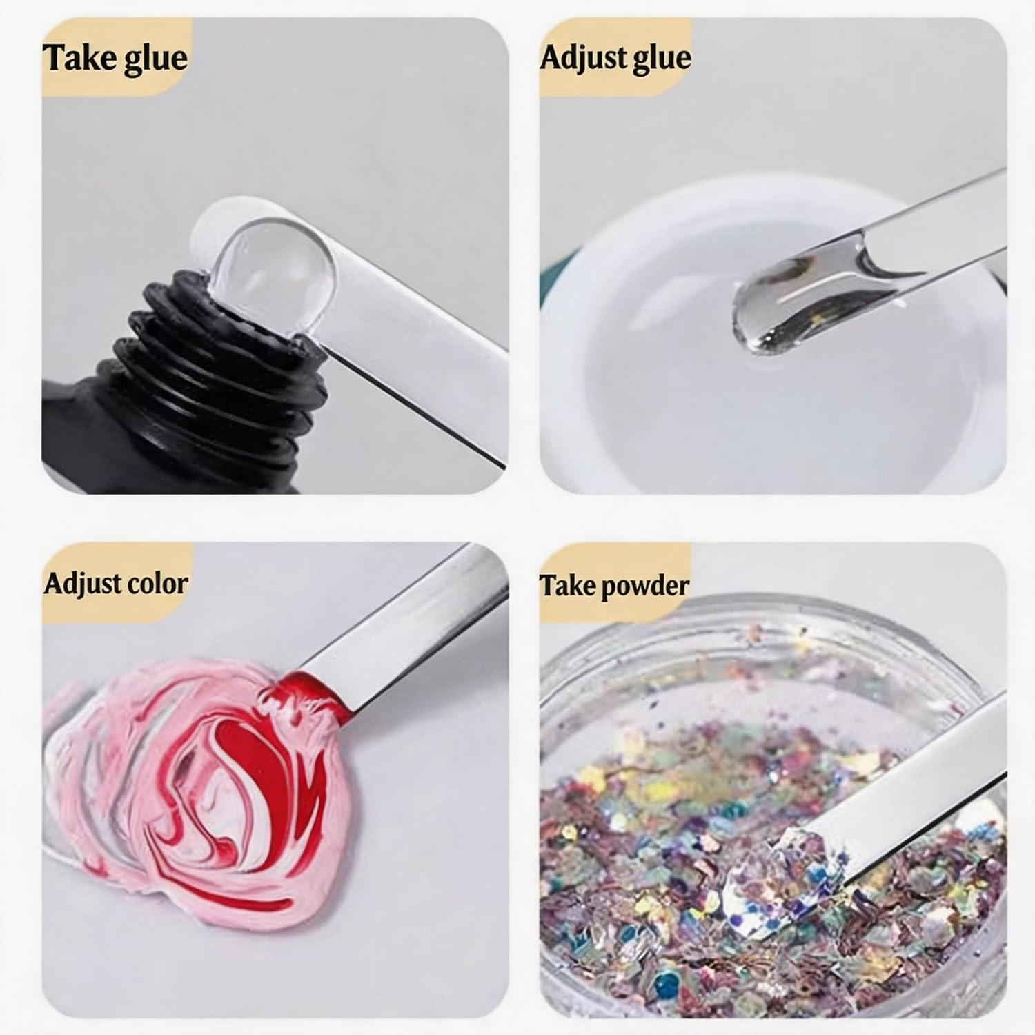 1 Pc Rhinestone-Studded 2-In-1 Dual Ended Polygel Nail Art Brush & Poly Gel Nail
