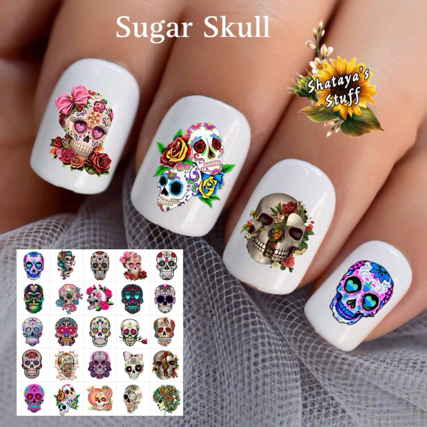 Sugar Skull Of 50Waterslide Nail Art Decals