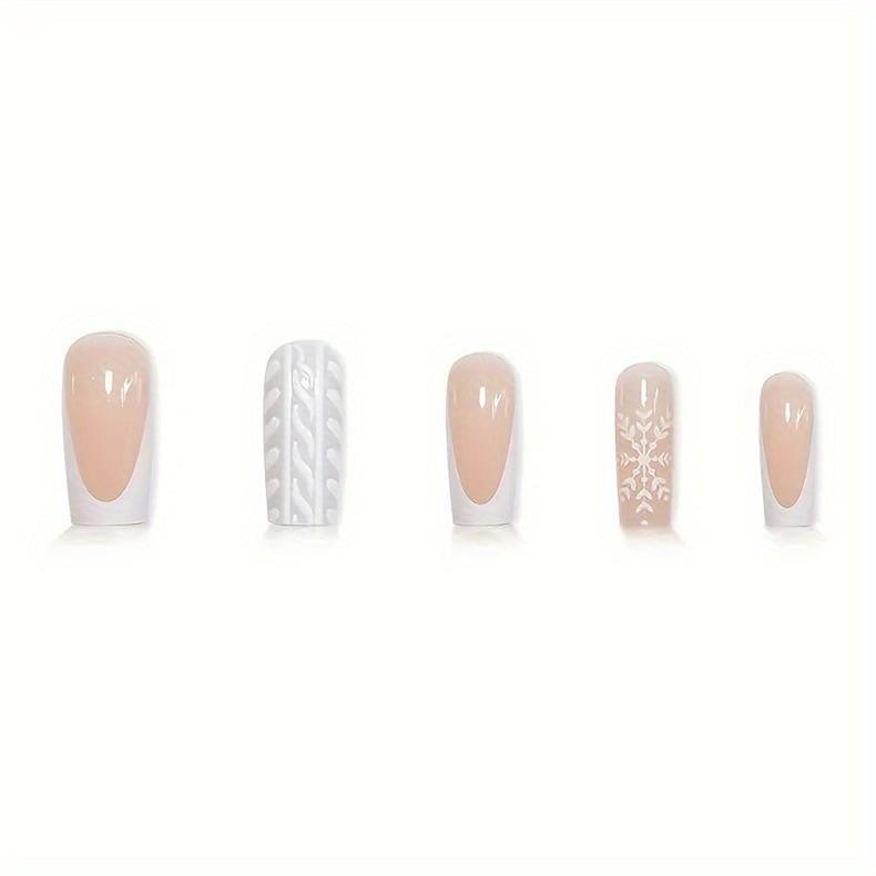 Christmas White Snowflake Medium Square Press On Nails