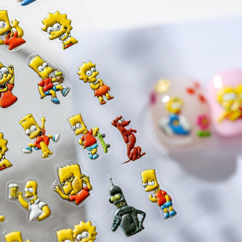5D Animation Nail Decal, Cartoon Nail Decals, Embossed Nail Stickers (253)