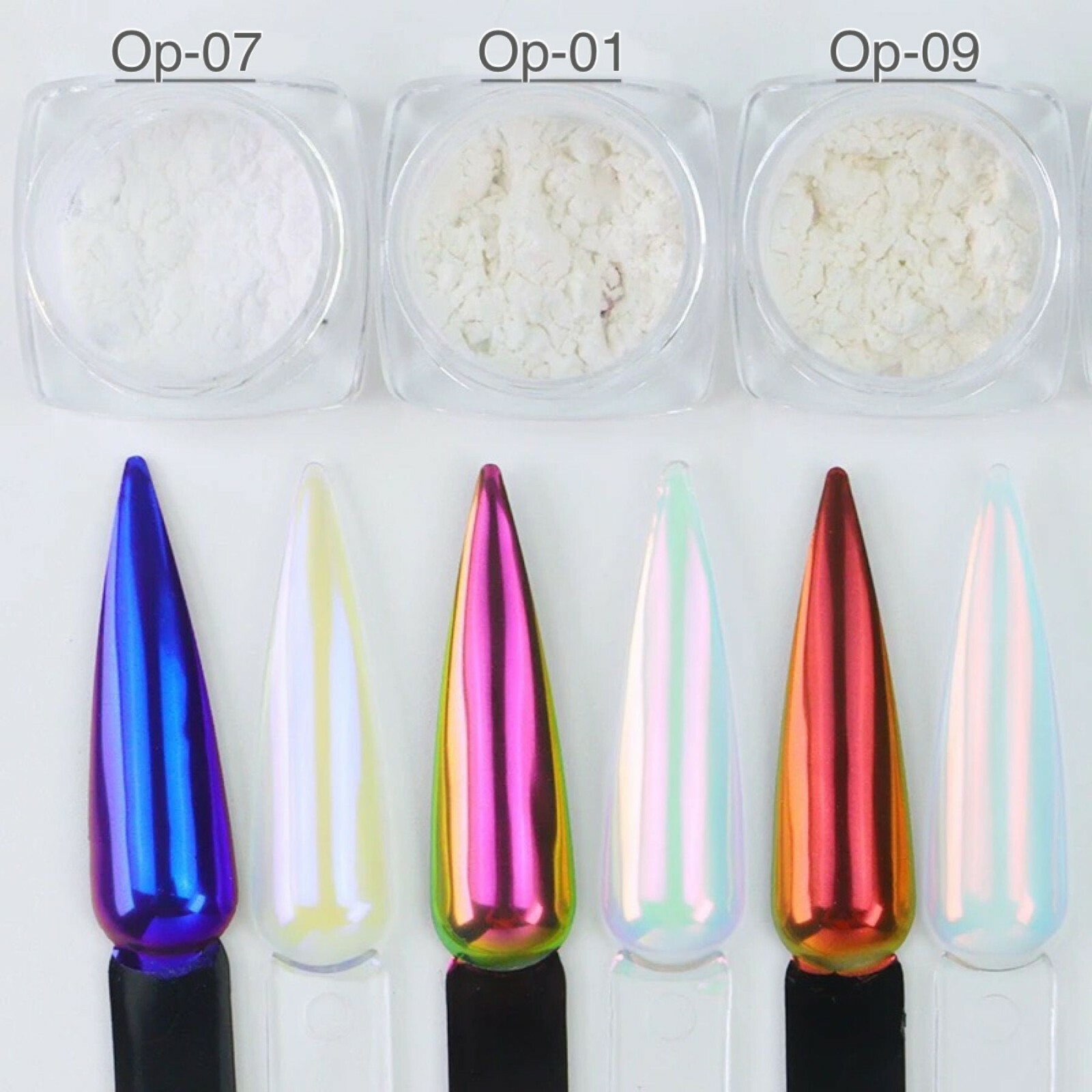 Aurora Nail Powder 6 AB Colours Unicorn Rainbow Multi Chrome Mirror Mermaid