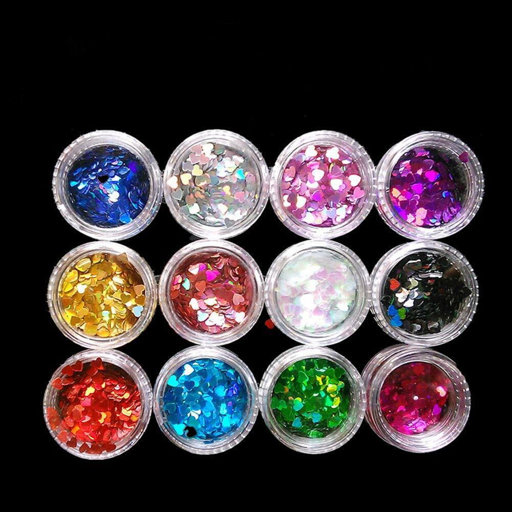 12 Color Set Nail Glitter Sequin Holographic Laser Flakes Nail Art 3D Decoration