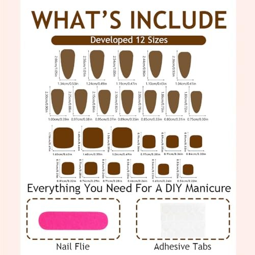 48Pcs Medium Almond Press on Nails and Toes Matching Set Black French Tip Fake