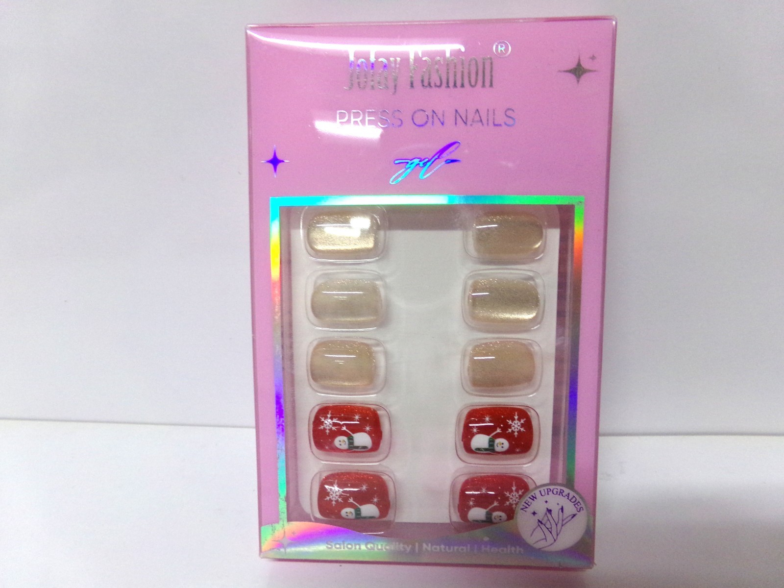 Christmas Holiday Press-On Nails Salon Quality 32 Nails ea., Glue, File, Stick