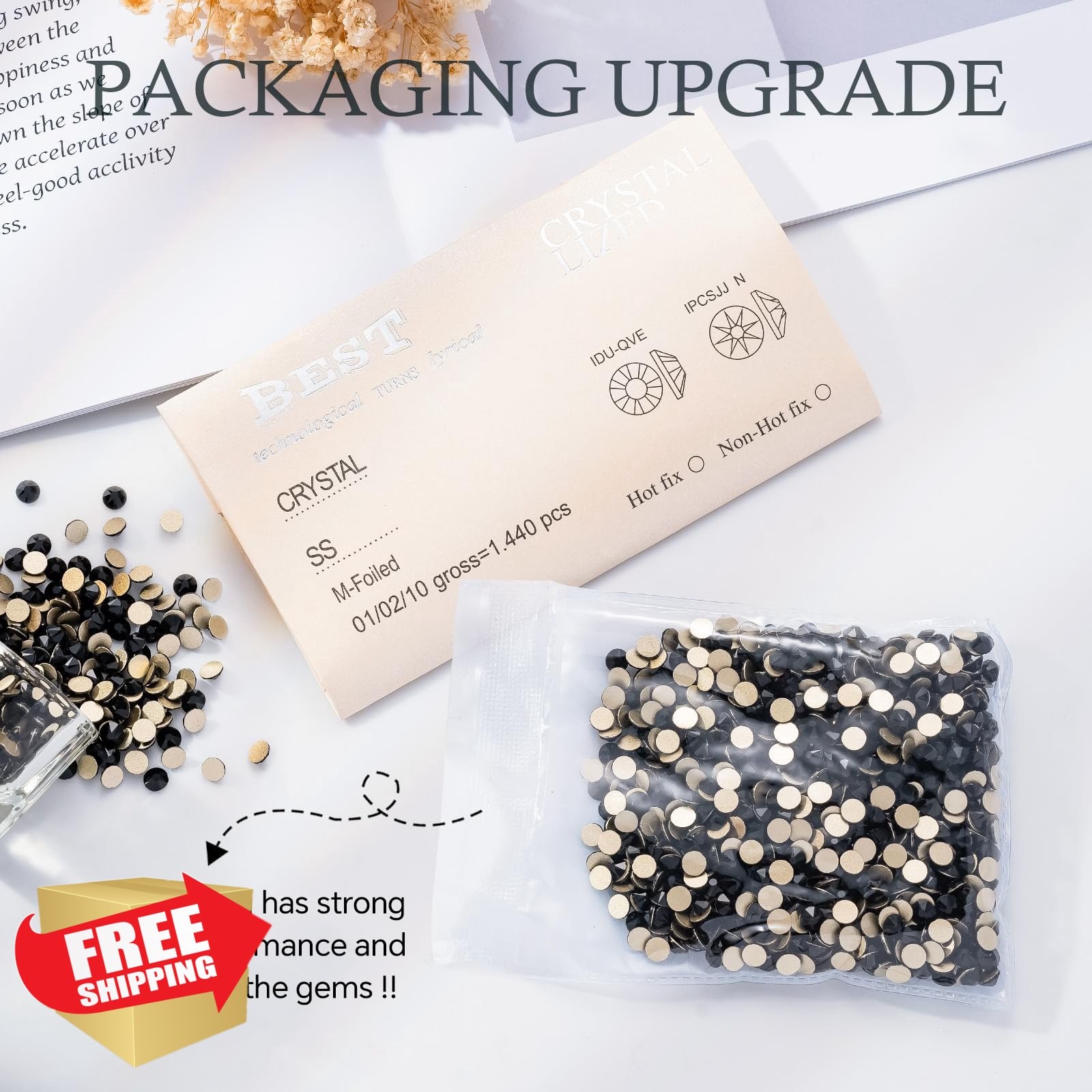 MEIBITE Black Rhinestones SS16 1440pcs Nail Art Craft