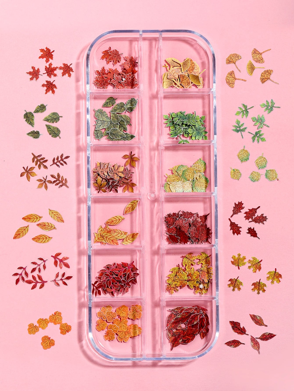 Maple Leaf Shaped Autumn Nail Art Portable Nail Art Flakes For Nail Salon