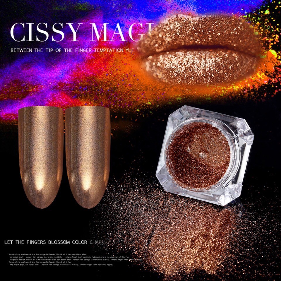 CHAMPAGNE CHROME MIRROR POWDER Platinum Nail Art Shining Rose Gold Effect (y2)