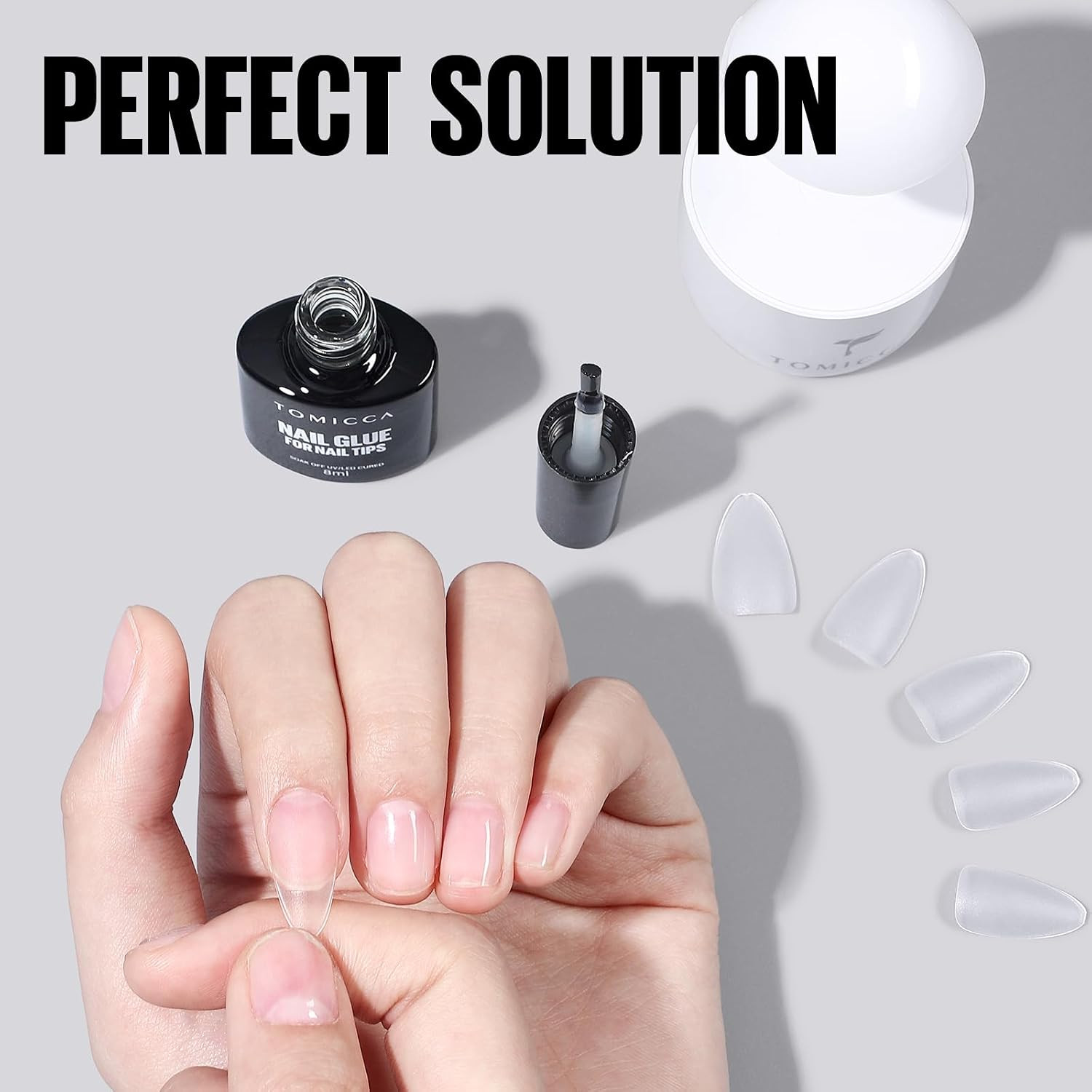 6 in 1 Nail Glue for Press Ons 8Ml Strong Brush on Gel Nail Glue for Nail Tips L