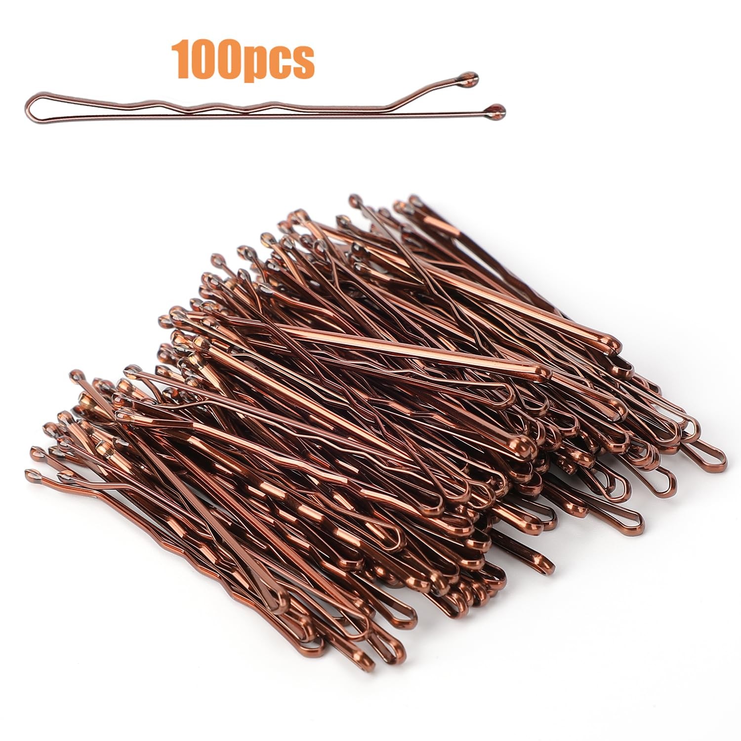 100Pcs Bobby Pins Brown Hair Kit for Women 1 Count (Pack of 100),