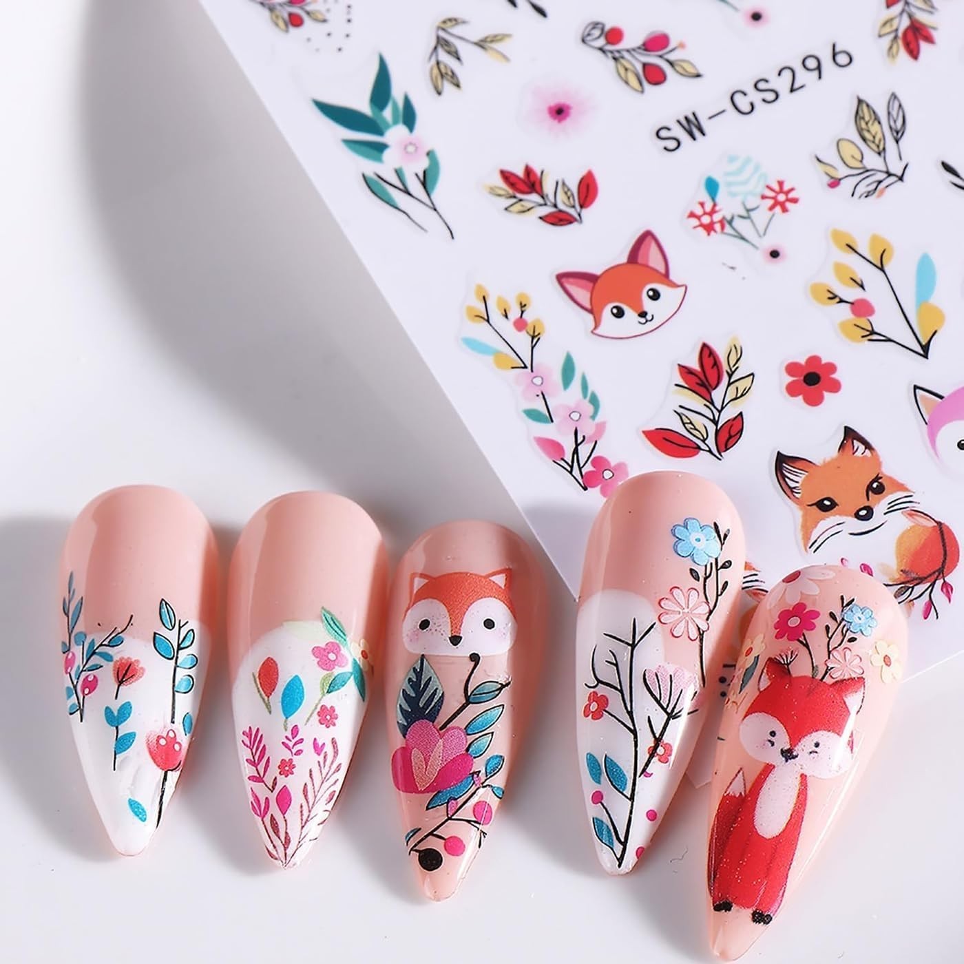 Fall Nail Stickers for Nail Art Tree Leaf Fox Nail Art Stickers Flower Nail D…