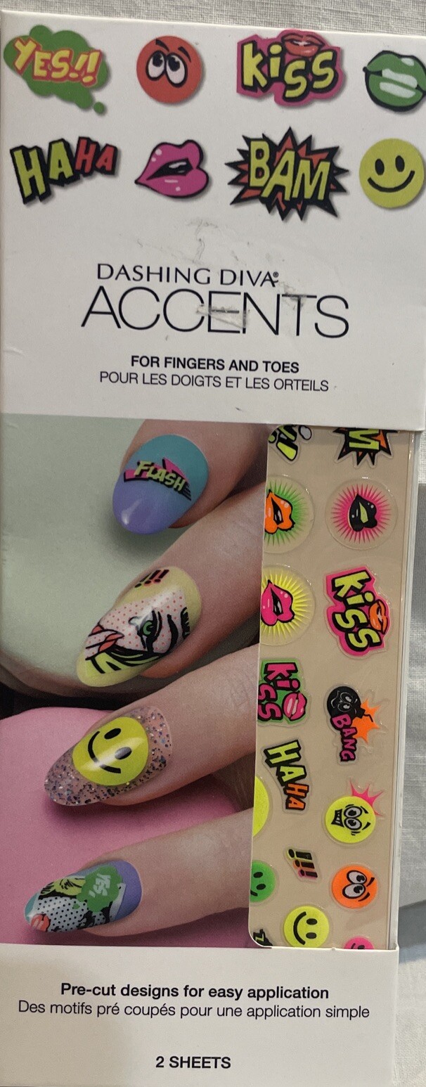 DASHING DIVA FOR FINGERS & TOES KISS/BAM/EMOJI NEON SUPER CUTE!