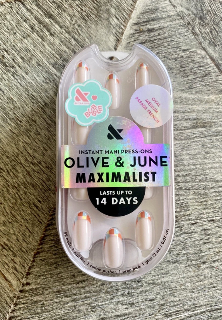 NEW! Olive & June Press-On Nails Lot of Three Flowers Pastel White FREE SHIPPING