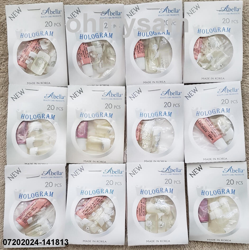 CLOSEOUT 12 x 20 NEW SET ARTIFICIAL FINGER NAIL TIPS FRENCH HOLOGRAM FULL SIZE C