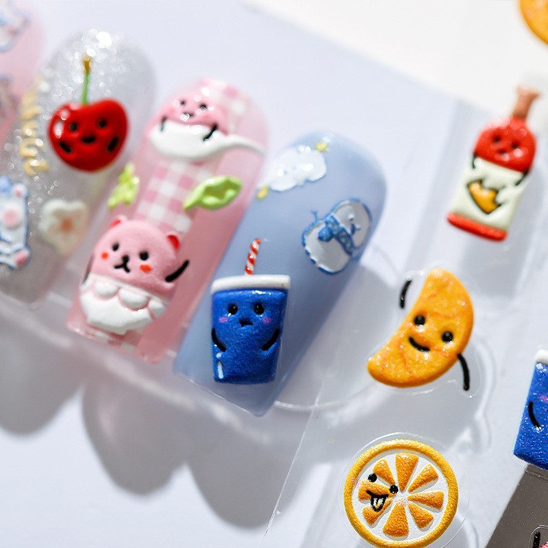 Cartoon Fruit Nail Stickers – Strawberry, Watermelon, Orange Designs (45)