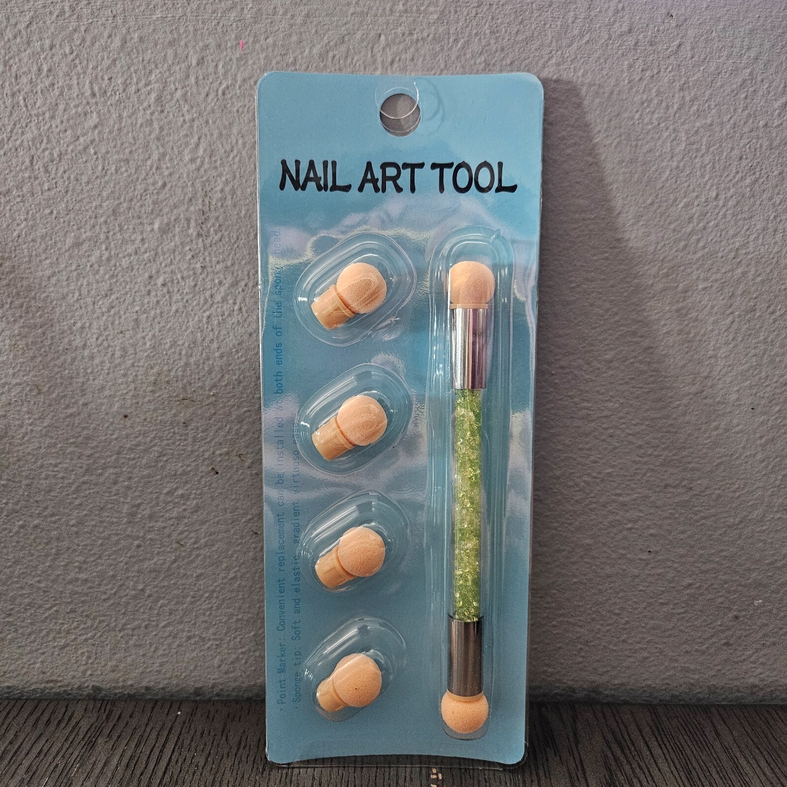 Nail Art Sponge Glitter Powder Picking Dotting Gradient Pen Brush 2 Way DIY Tool