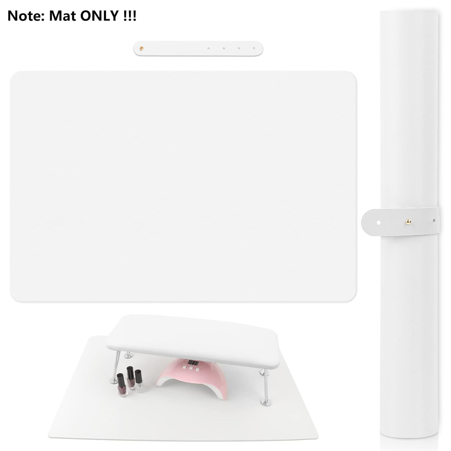 (MAT ONLY) White Nail Art Table Mat, Foldable Nail Art Hand Rest Pad for Nail Ar