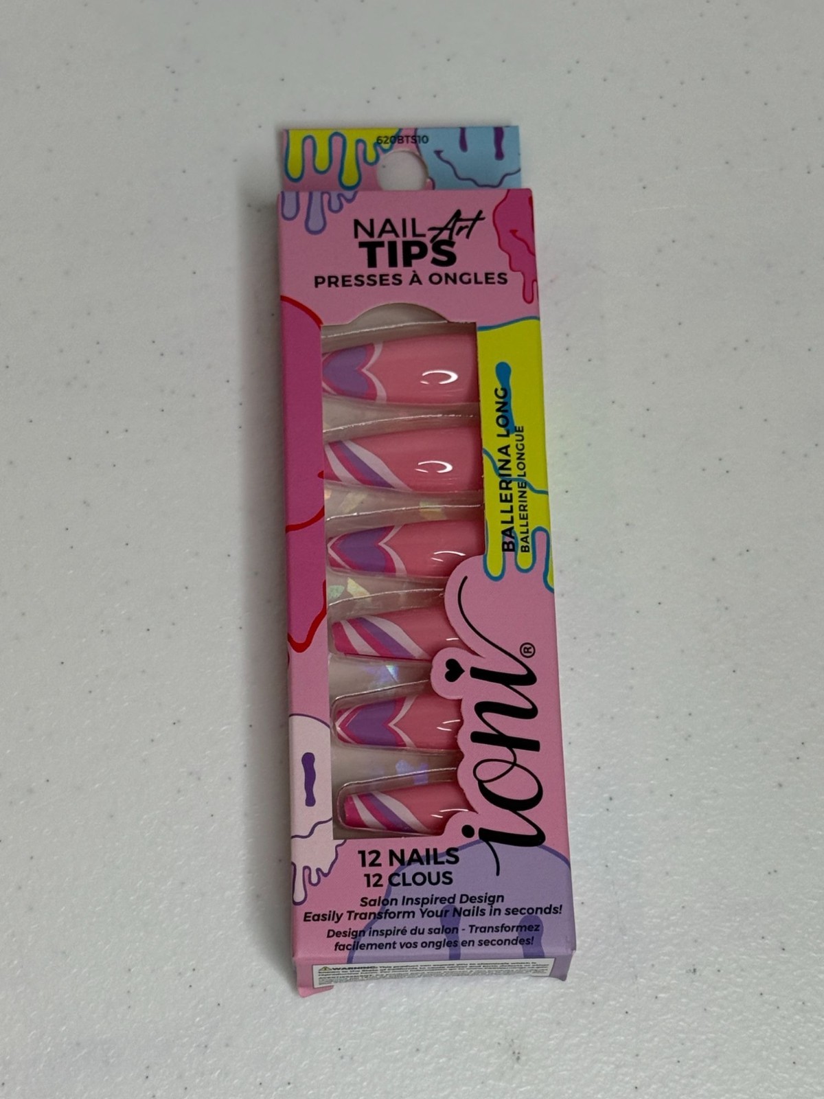 Ioni Nail Tips Melted Candies 2 Pack Press On Nails Ballerina Long New