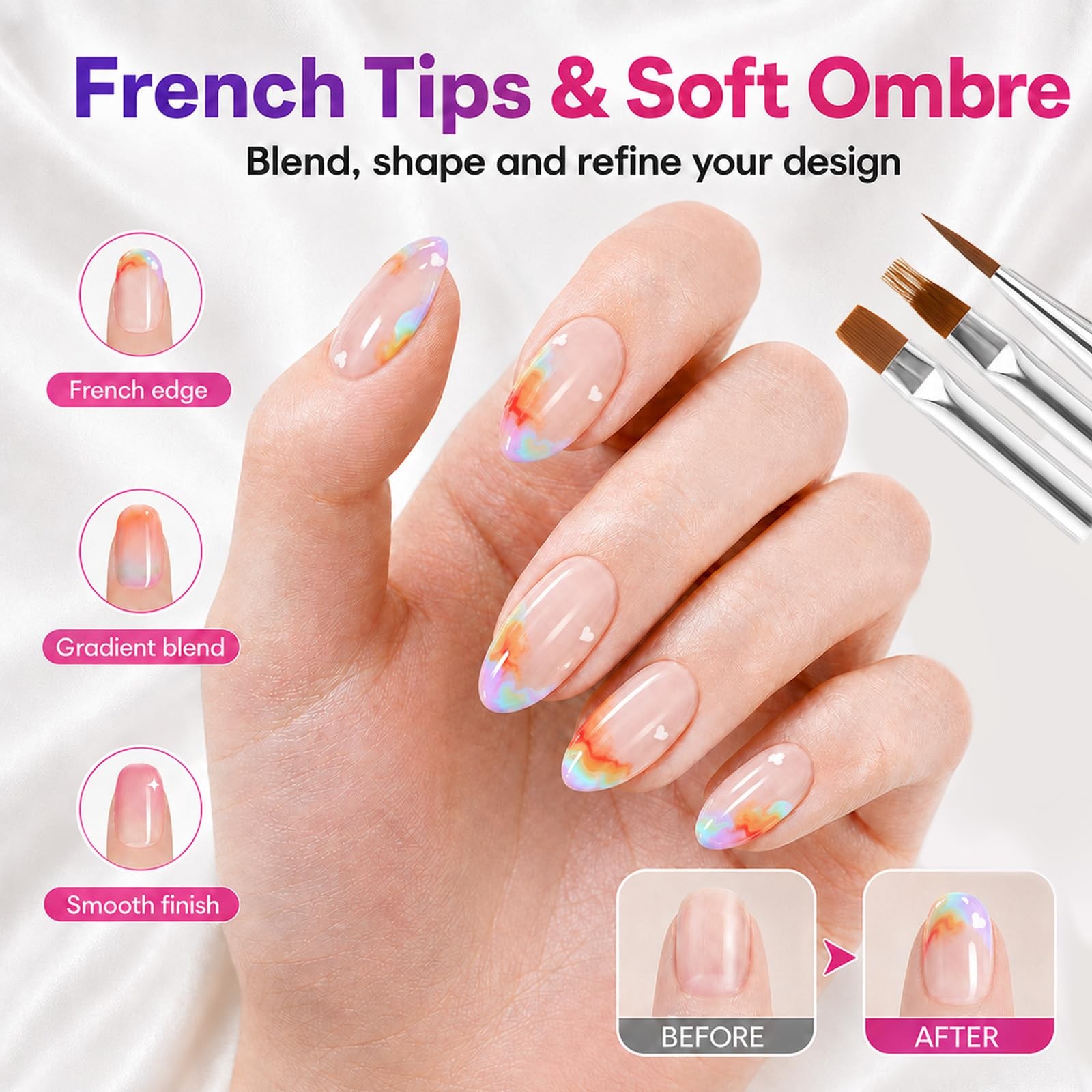 Beetles Nail Art Brushes 8pcs – Crystal Nail Art Tools Double-headed | Nails Dot