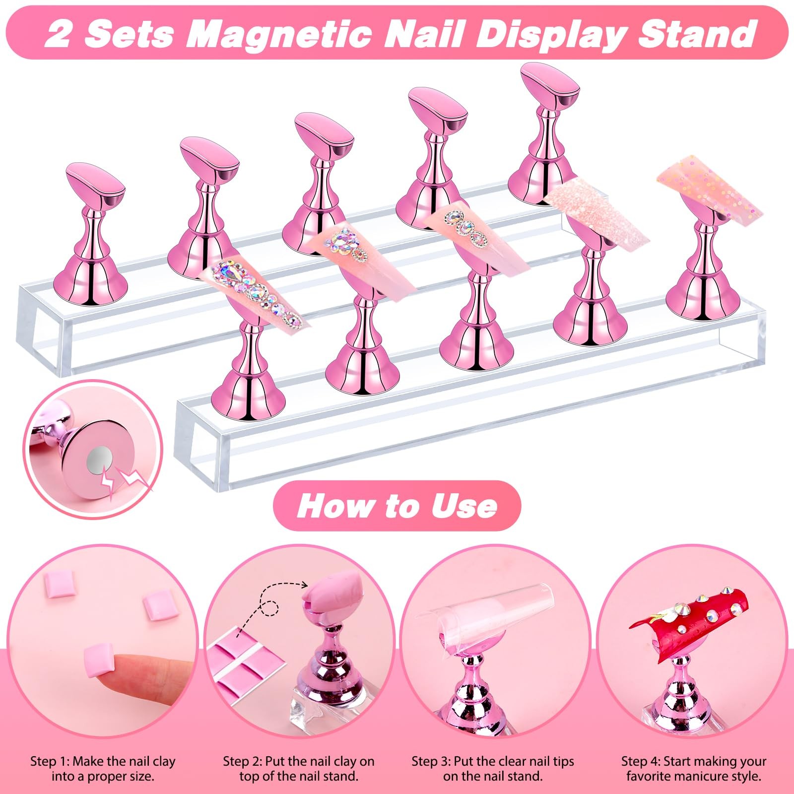 600PCS Clear Coffin Nail Tips Set – L,M,S, French Half Cover