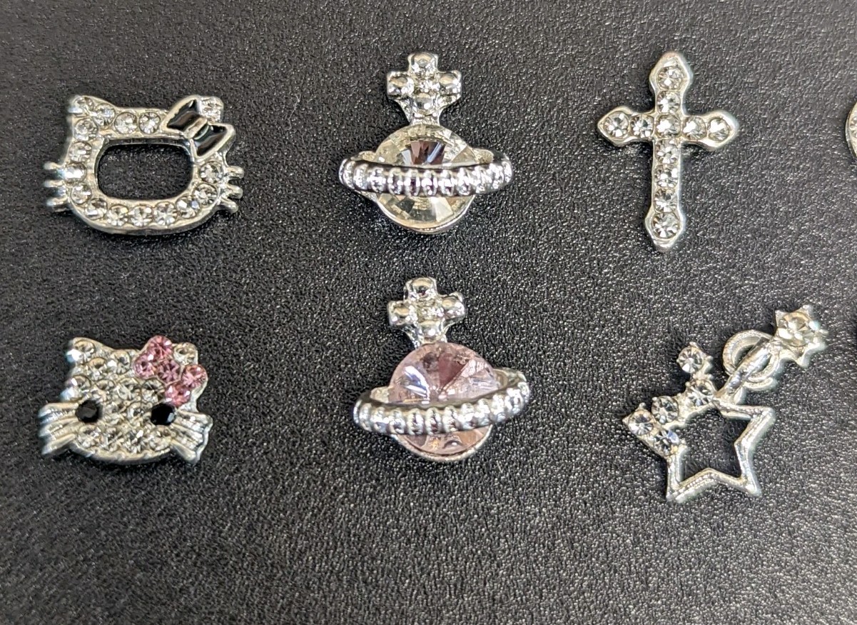 40 PCS 3D Silver Star Heart Nail Gems Charms Nail Charms, Butterfly, Kitty