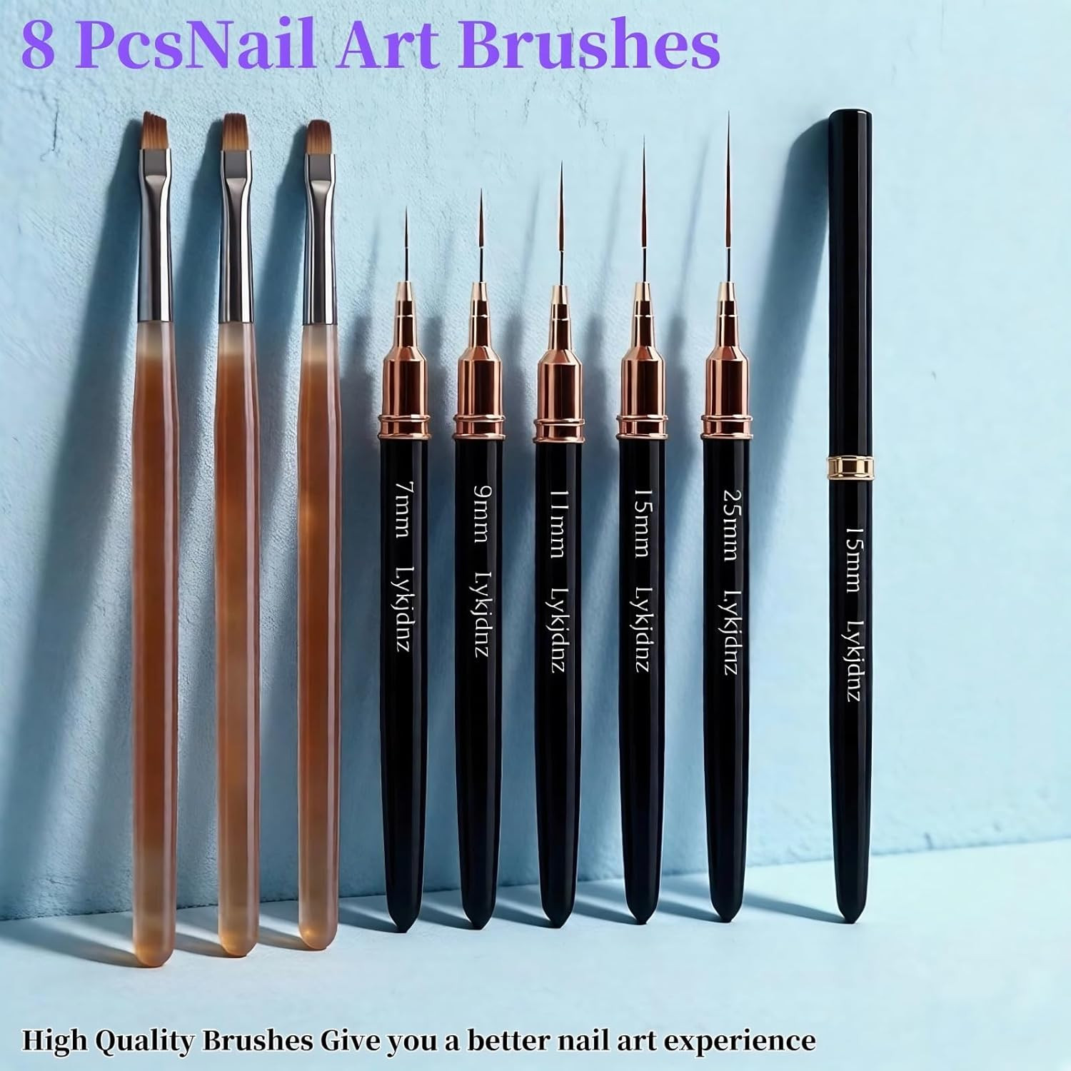 5Pcs Nail Art Liner Brushes, Liner Brush for Nails Gel, Thin Nail Art Brush, Siz