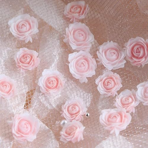 Flower Nail Charms, 100PCS 3D Flower Nail Art Gradient Red Pink Purple Green
