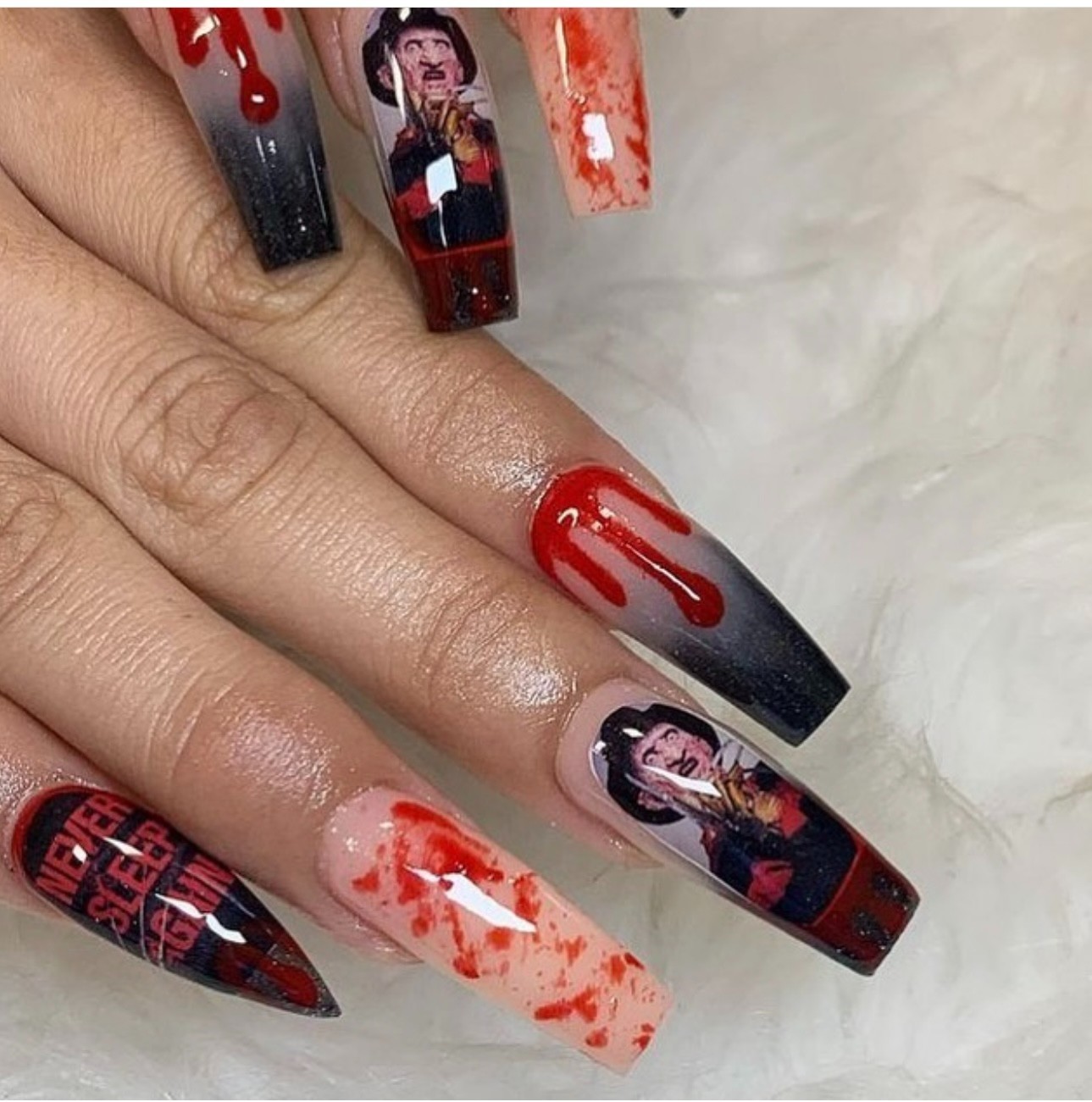 Freddy k Nightmare on elm Halloween Nail decals Waterslide scary movie Nail art