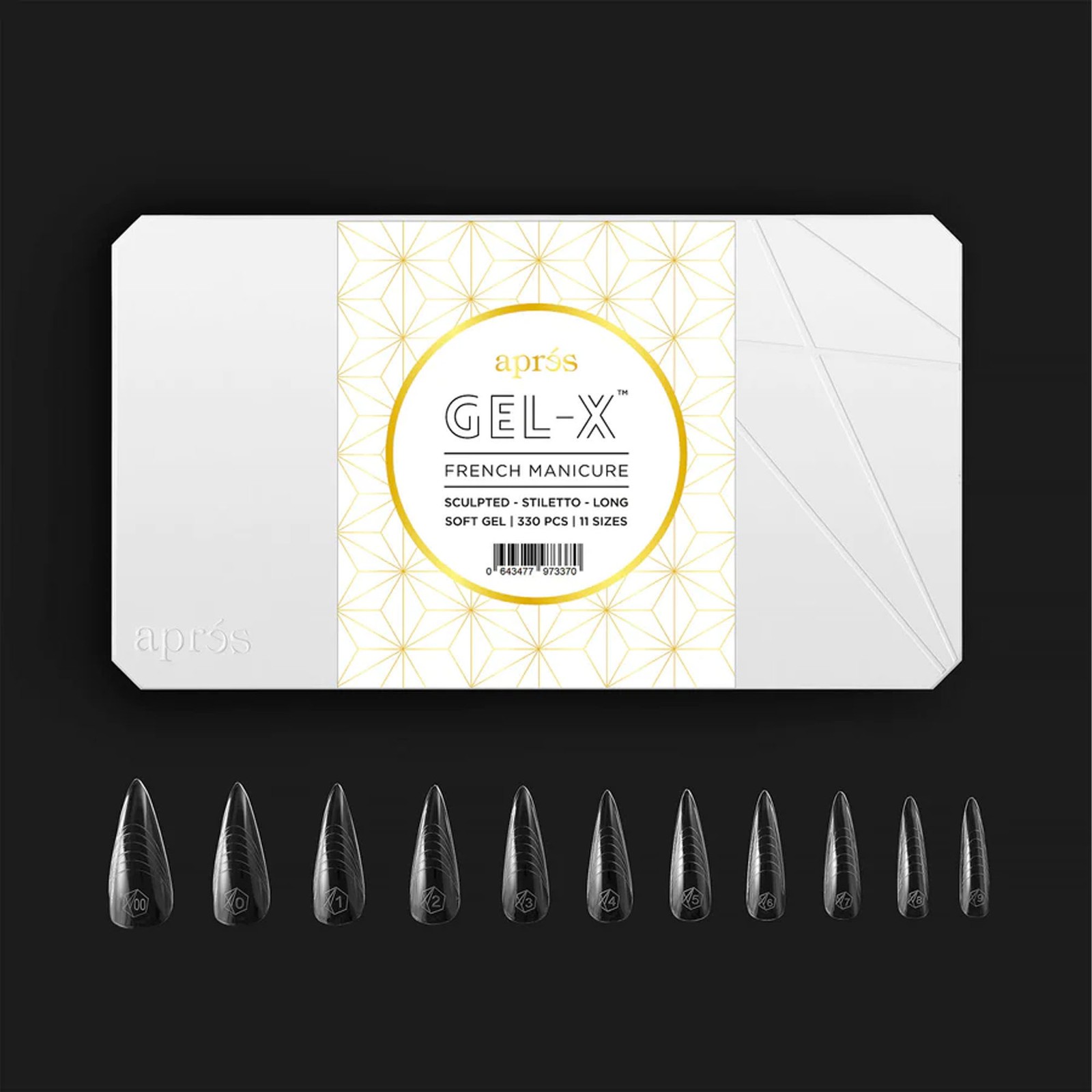 Apres French Manicure Gel-X Tips – Sculpted Stiletto Long (330 pcs)