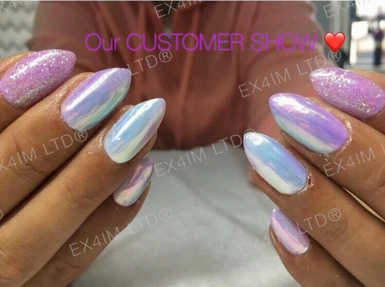 AB UNICORN AURORA NAIL CHROME POWDER Crystal MIRROR EFFECT RAINBOW Mermaid (um)