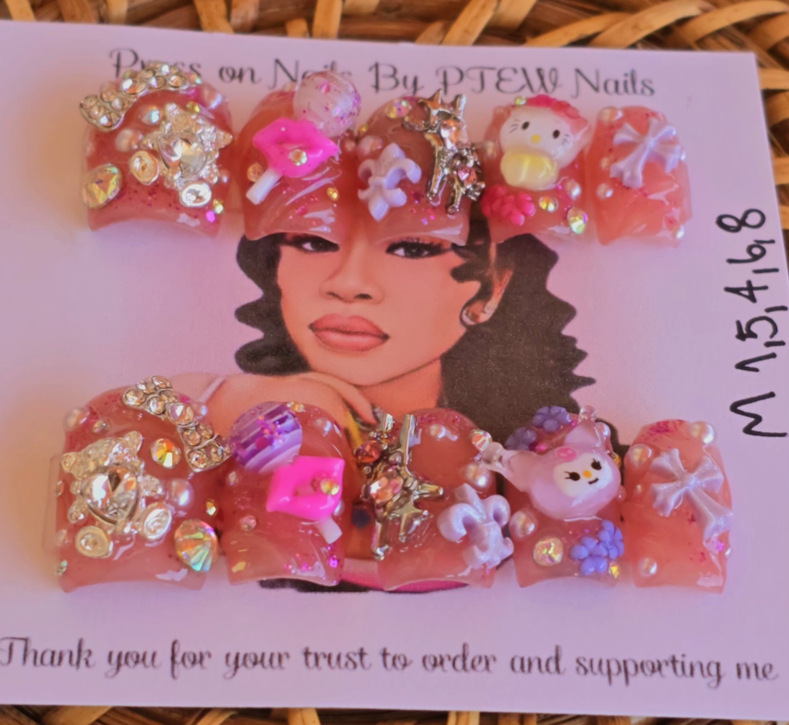 Handmade Press On Nails,Adorable Nude Pink,Medium Size 1,5,4,6,8 Short Square