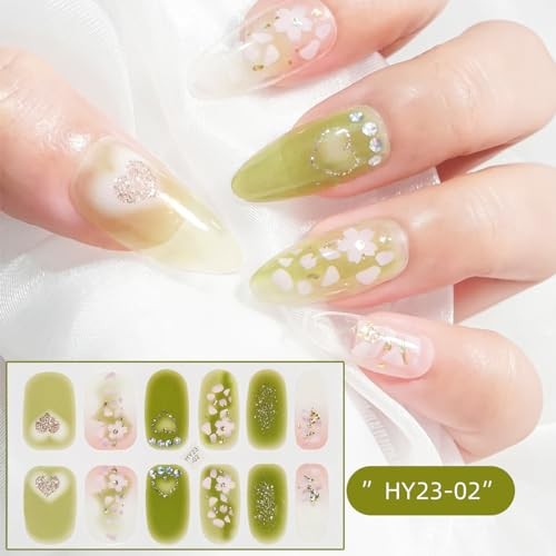 6Sheets Flower Gel Nail Stickers Self-Adhesive Spring Nail Strips Stickers -6