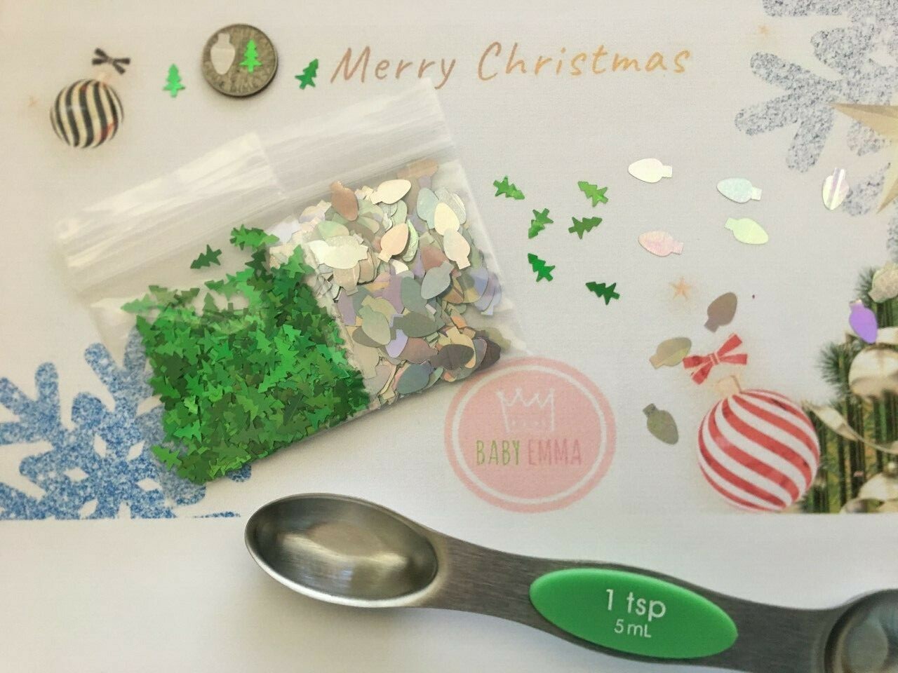 HOLO CHRISTMAS Light Blub Shape (Silver) Glitter 10mm Nail Art Face CraftsDIY-US