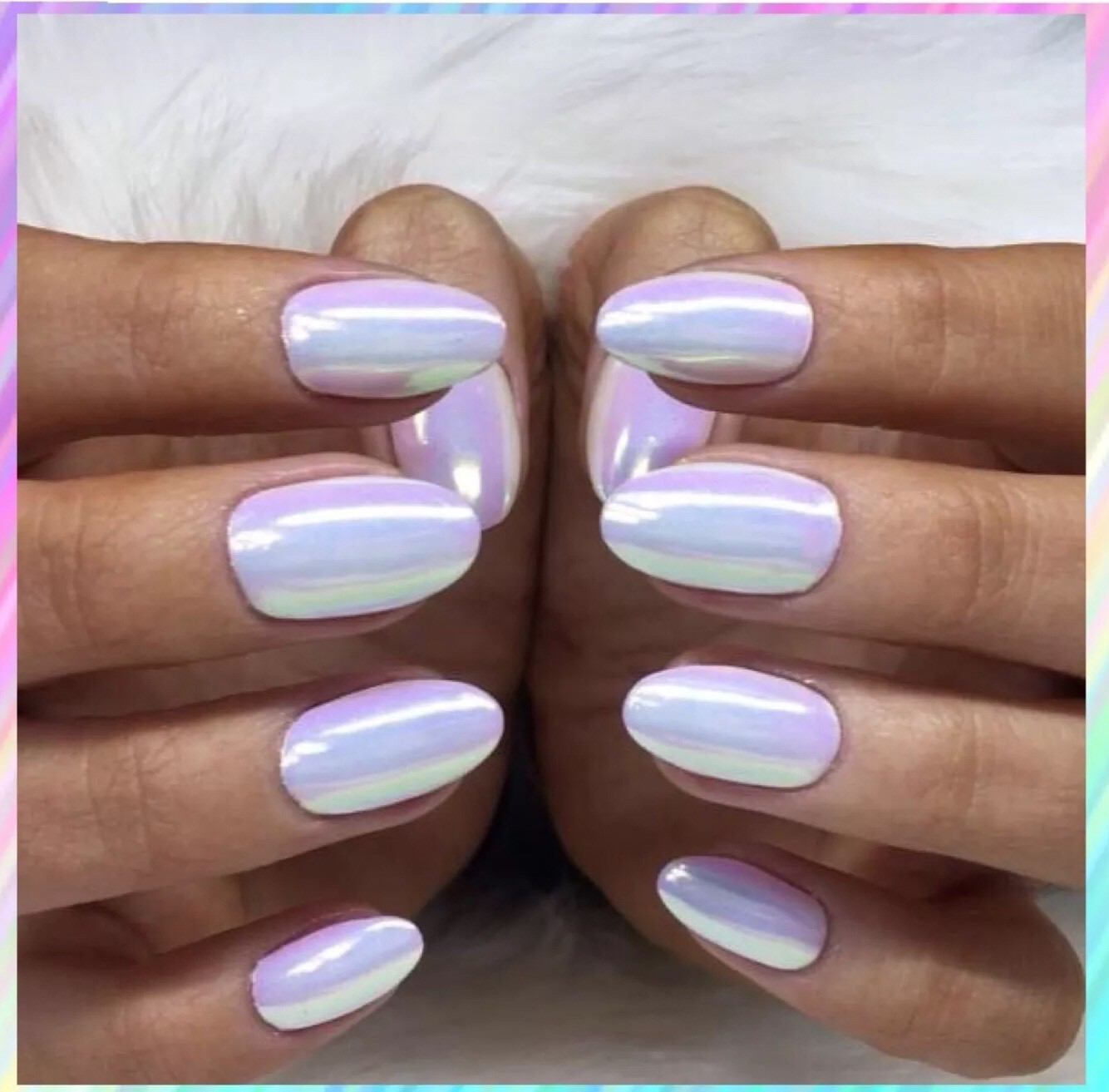 AURORA NAIL POWDER Mirror Effect CHROME Nail Art Mermaid Rainbow AB (Opal6) Uk