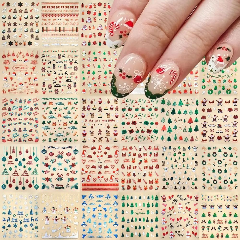 30 Sheets Flower Nail Stickers Colorful 3D Self Adhesive Cute Daisy Floral Nail