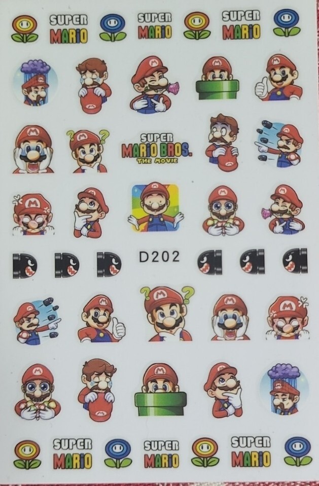 Super Mario Brothers Nail Stickers ( Large size Adult )