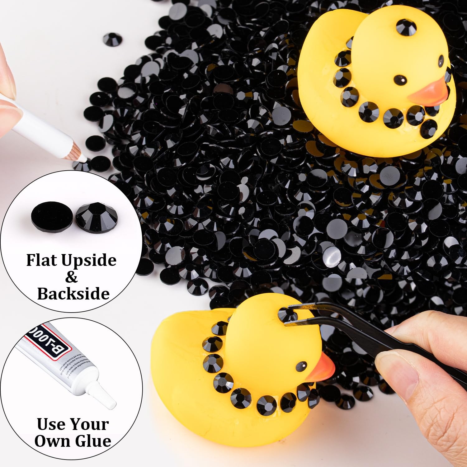 5000pcs 2mm Resin Rhinestones Bulk, Black Flatback Round Jelly Rhinestones Be…